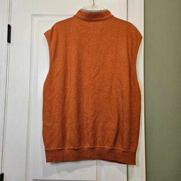 Peter Millar Men's Medium 100% Cotton Quarter Zip Orange Sweater Vest - Picture 6 of 6